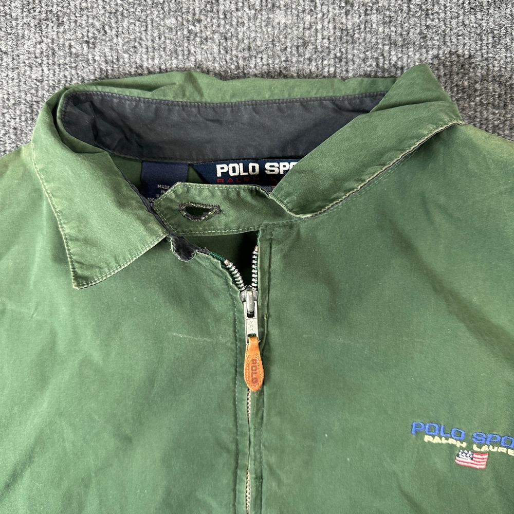 VTG Polo Sport Ralph Lauren Green Cotton Harrington Jacket Men's Size L USA - Picture 11 of 11